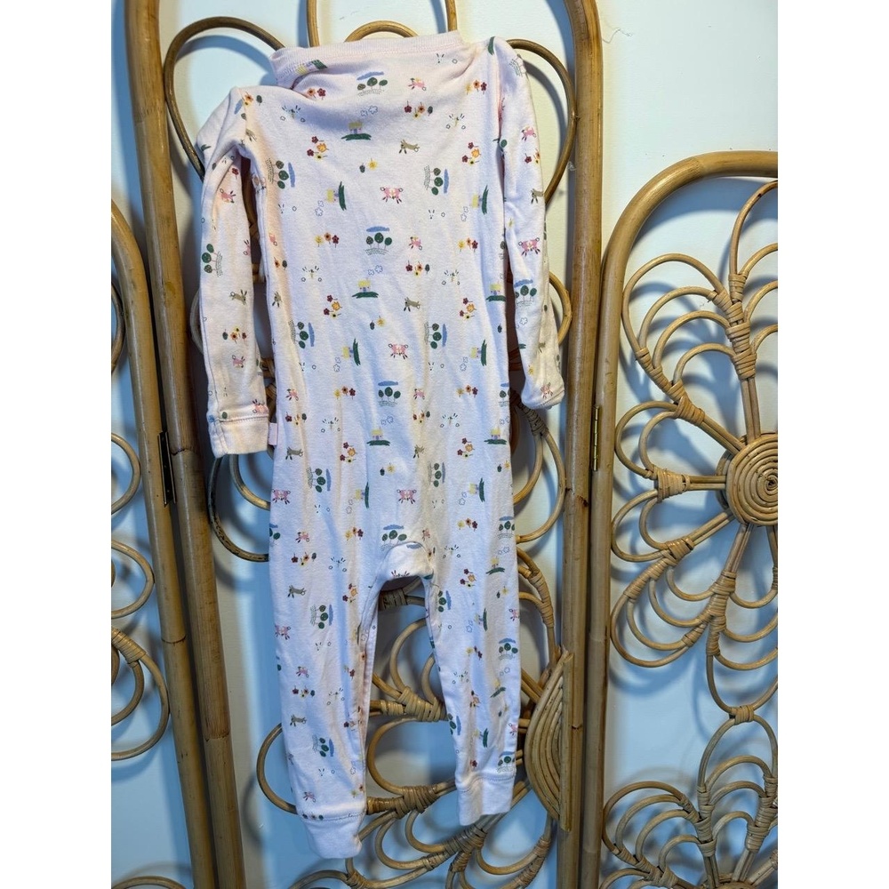 GAP Baby Pink Multi-Color Print Sleepsuit Romper 3T Animals Trees Flowers - Picture 3 of 3